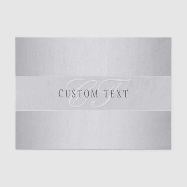 Elegant Editable Monogram Script Writing | Grey Tissue Paper (Front)