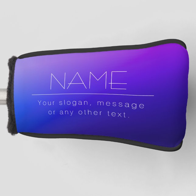 Elegant Editable Text & Modern Fading Purple Colou Golf Head Cover (Front)