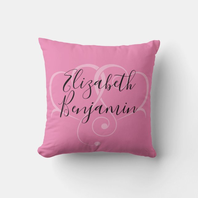 Elegant Editibale Simple Heart Design-Pink Colour Throw Pillow (Front)