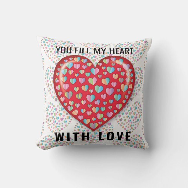 Elegant Editibale Simple Heart Design Throw Pillow (Front)