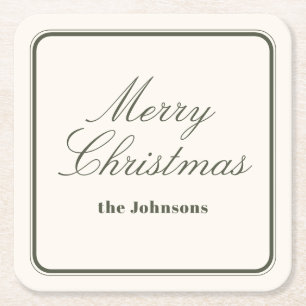 Elegant Editorial Merry Christmas Square Paper Coaster
