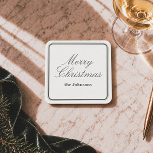 Elegant Editorial Merry Christmas Square Paper Coaster