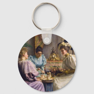 Elegant Edwardian Afternoon Tea Gathering Keychain