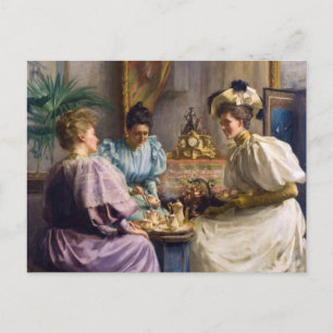 Elegant Edwardian Afternoon Tea Gathering Postcard
