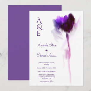 Elegant Eggplant Violet Tulip Floral Wedding Invitation