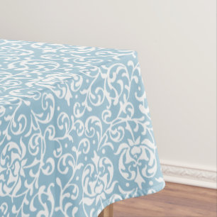 Elegant Eggshell Blue Tudor Gardens Floral Damask Tablecloth