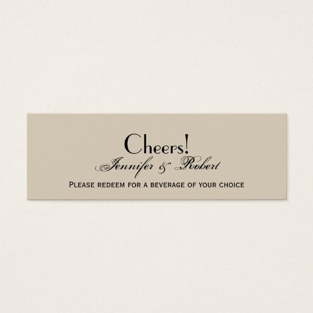 Elegant Eggshell Ecru Wedding Drink Ticket (Front)
