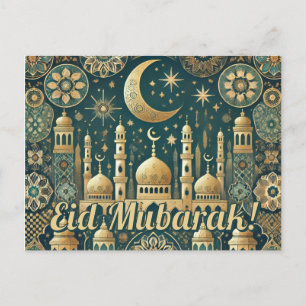 Elegant Eid al-Fitr Postcard Eid Mubarak Holiday