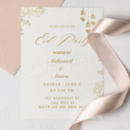 élégant eid moubarak invitation Floral Beige musul