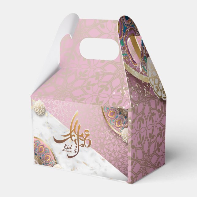 Elegant Eid Mubarak Arabic Calligraphy gold Favor Box (Front Side)