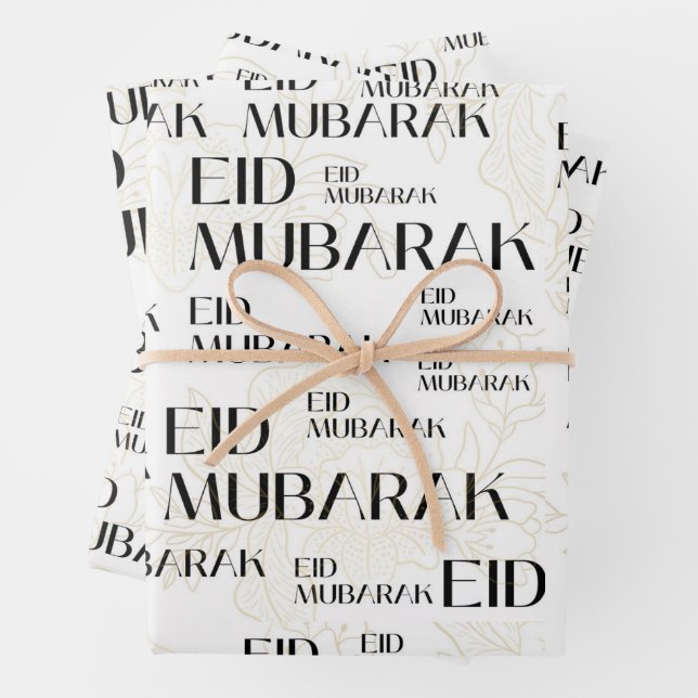 elegant eid mubarak gift wrapping paper sheet (In situ)