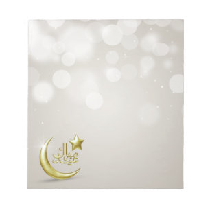 Elegant Eid Mubarak Gold Moon Star - Notepad