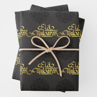 Elegant Eid Wrapping Paper Mandala Black & Gold