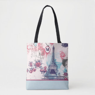 Elegant Eiffel Tower Paris And Red Roses Tote Bag