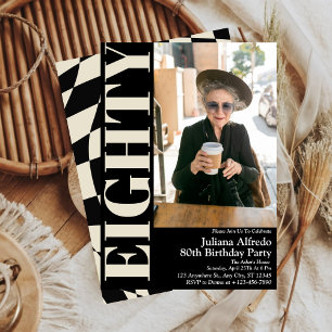 Elegant Eighty 80th Birthday Party Photo Invitation