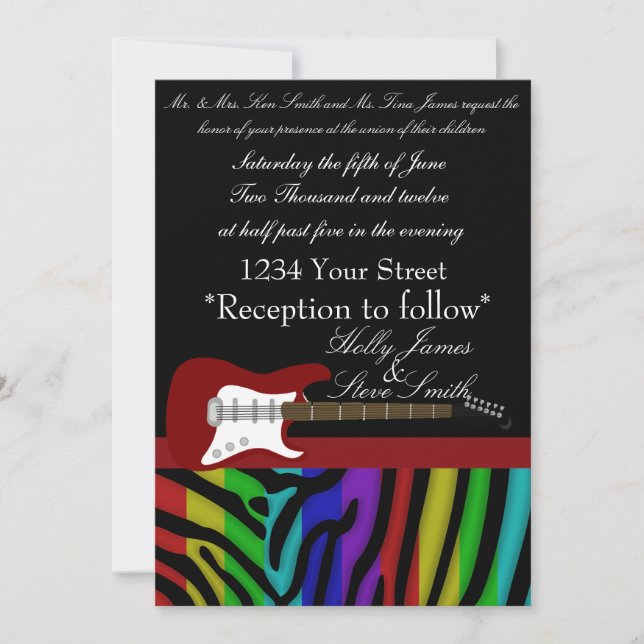 Elegant Electric Guitar Wedding Invitation (Front)