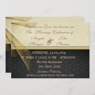 Elégant élégant Black Mariage damassé Invitation