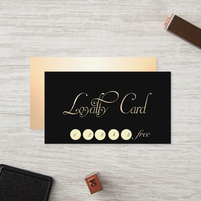 Élégant, Élégant, Lumineux, Carte Loyauté Noire (Devant/Arrière en situation)