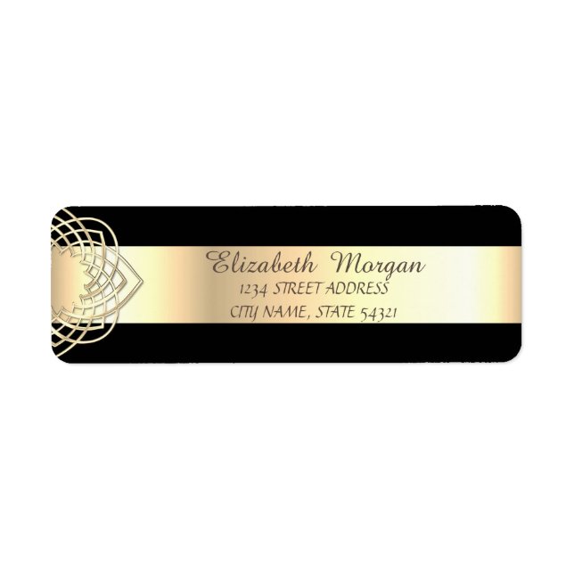 Élégant, élégant, noir, Gold Adresse (Devant)