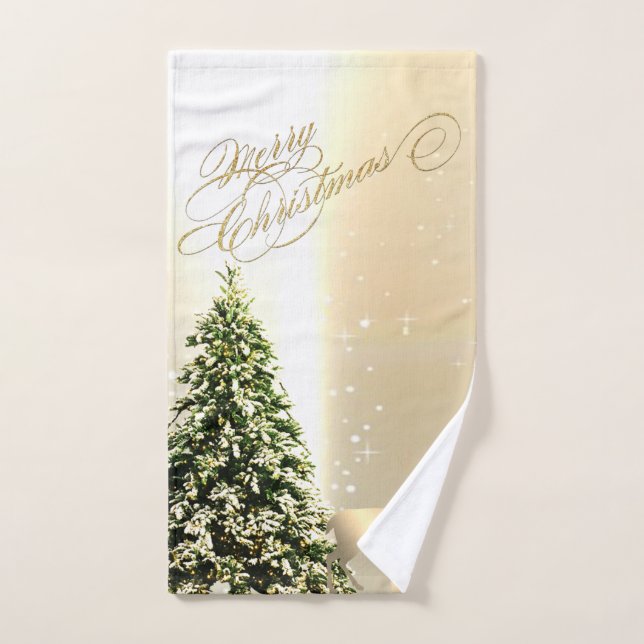 Élégant, Élégant Pin Trees, Reindeer de Noël (Serviette à main)