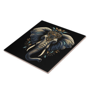 Elegant elephant adorned with intricate patterns tile