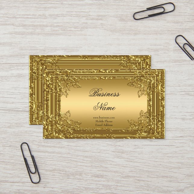 Elegant Elite Gold on Gold Floral Profile Card 2 (Front/Back In Situ)