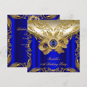 Elegant Elite Royal Blue Gold Birthday Party 2 Invitation