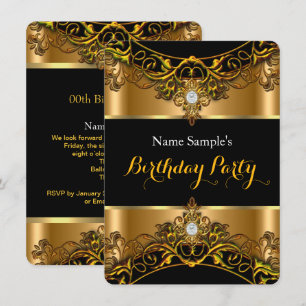 Elegant Elite Royal Gold Black Diamond Birthday Invitation