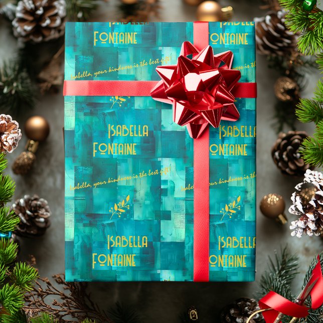 Élégant emballage cadeau monochromatique vert avec (Créateur téléchargé)