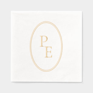 Elegant Emblem Double Oval Luxury Modern Monogram Foil Napkins