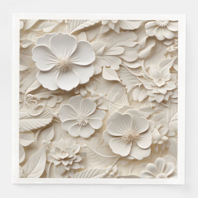 Elegant Embossed 3D Floral Relief Napkin (Front)