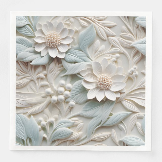 Elegant Embossed 3D Floral Relief Napkin (Front)
