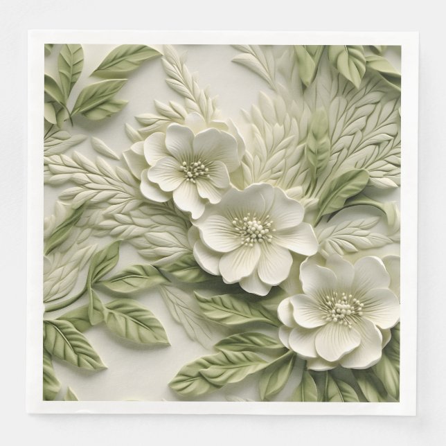 Elegant Embossed 3D Floral Relief Napkin (Front)