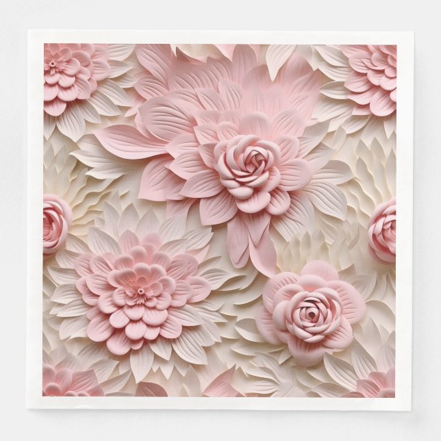 Elegant Embossed 3D Floral Relief Napkin (Front)