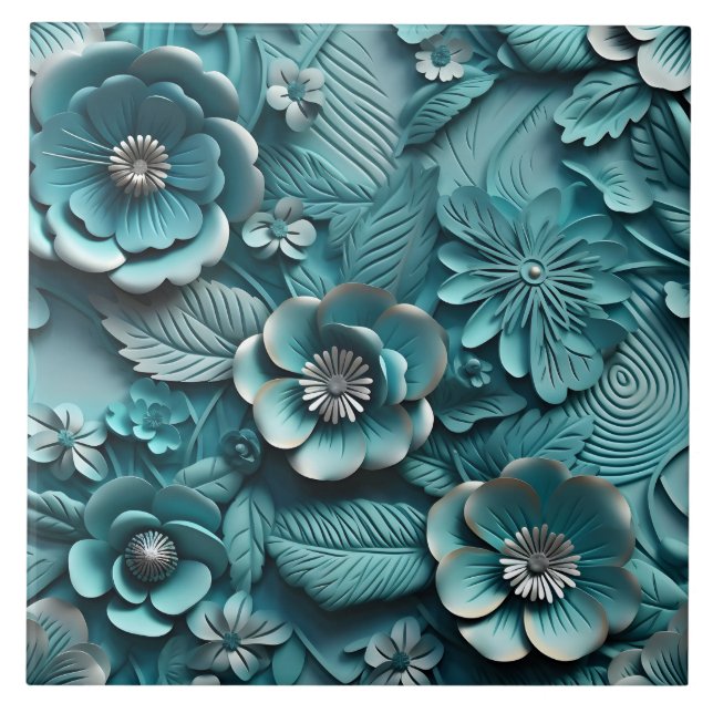 Elegant Embossed 3D Floral Relief Tile (Front)