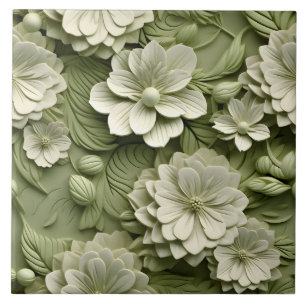 Elegant Embossed 3D Floral Relief Tile