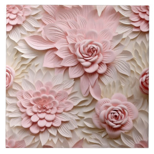 Elegant Embossed 3D Floral Relief Tile