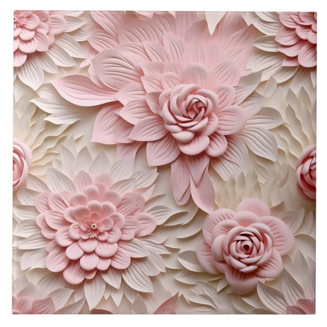 Elegant Embossed 3D Floral Relief Tile (Front)