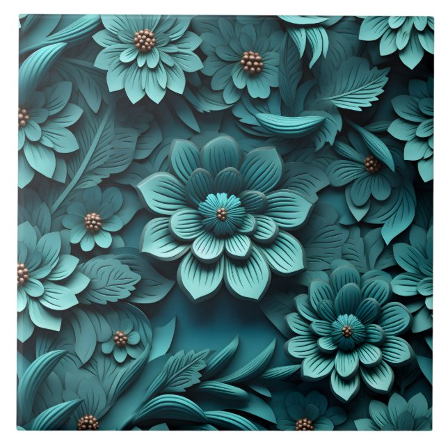 Elegant Embossed 3D Floral Relief Tile (Front)