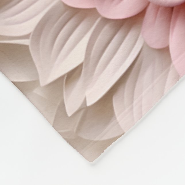 Elegant Embossed 3D Style Floral Relief Pink  Fleece Blanket (Corner)