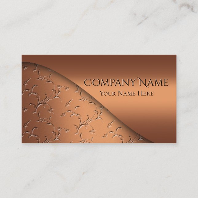Elegant Embossed Copper Modern Corporate Business Business Card (Front)