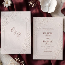 Elegant Embossed Floral Neutral Monogram Wedding