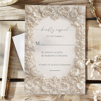 Elegant Embossed Floral Wedding Response Cards