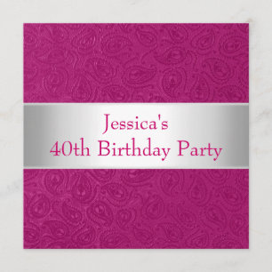 Elegant Embossed Pink White Party Invitation