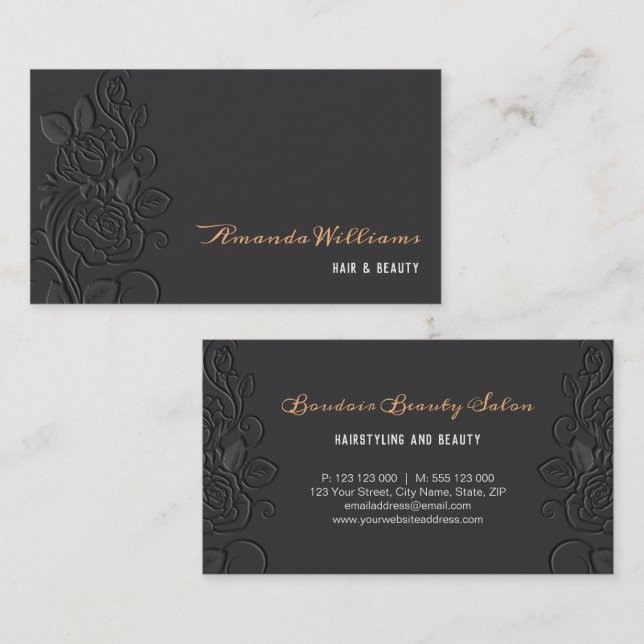 Elegant Embossed Roses Business Card (Front/Back)