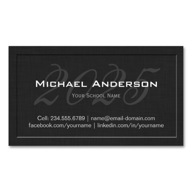 Elegant Embossed Senior Class Graduation Name Card (Front)