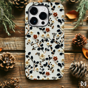 Elegant Embroidered Botanical Floral Pattern Case-Mate iPhone 14 Pro Case