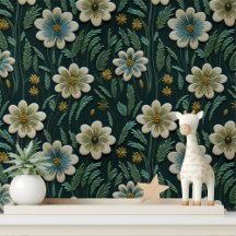 Elegant Embroidered Green Floral Pattern