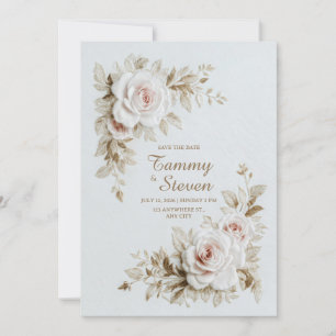 Elegant Embroidered Rose Wedding Invitation