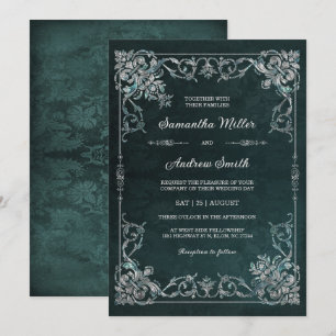 Elegant Emerald and Diamond Wedding Invitation